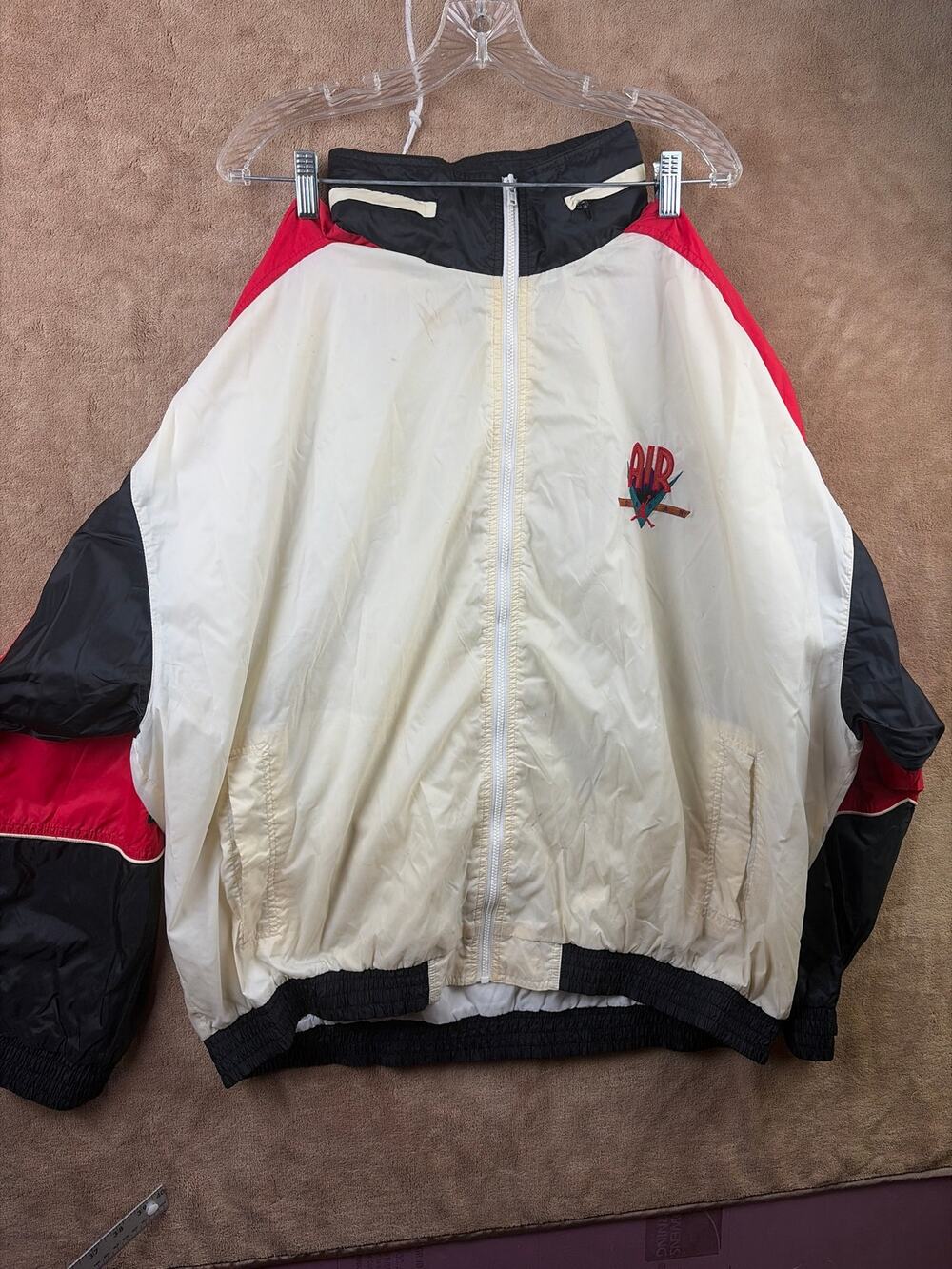 Rare Vintage 90s Nike Air Jordan Flight Windbreaker Jacket Red White Black
